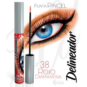 Delineador PUNTA PINCEL 38 Rojo Diamantina